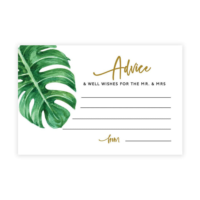 Wedding Advice & Well Wishes Guest Book Cards for Bride and Groom Design 1-Set of 56-Andaz Press-Tropical Monstera Leaf-