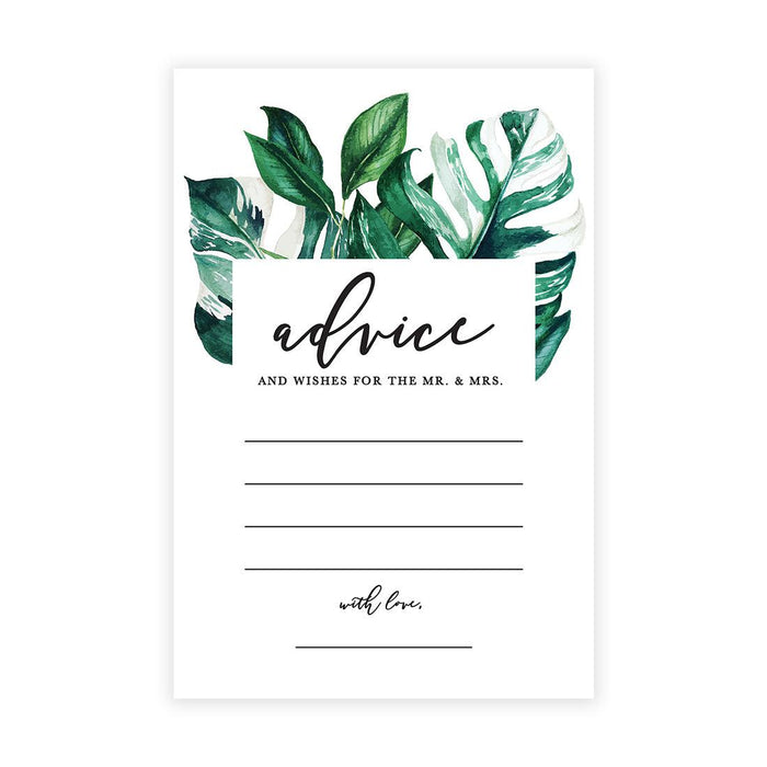 Wedding Advice & Well Wishes Guest Book Cards for Bride and Groom Design 1-Set of 56-Andaz Press-Tropical Monstera Leaves-