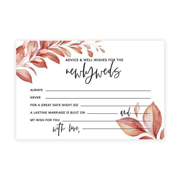 Wedding Advice & Well Wishes Guest Book Cards for Bride and Groom Design 2-Set of 56-Andaz Press-Boho Leaves-