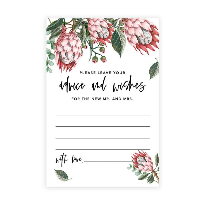 Wedding Advice & Well Wishes Guest Book Cards for Bride and Groom Design 2-Set of 56-Andaz Press-Boho Protea Florals-