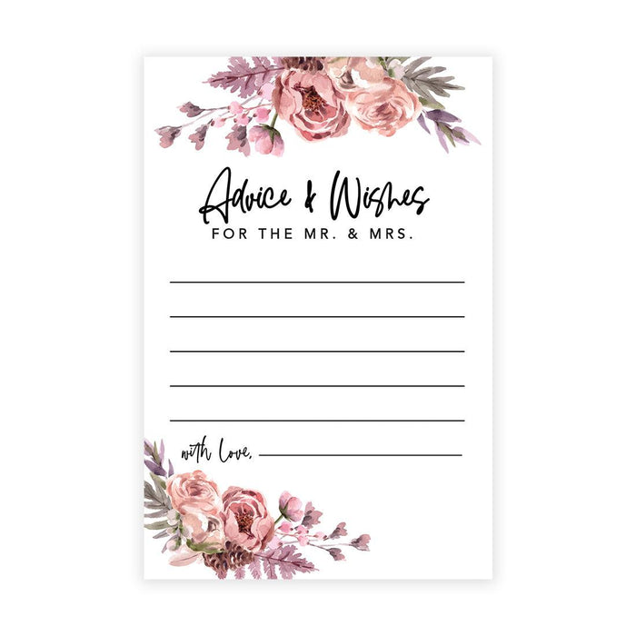 Wedding Advice & Well Wishes Guest Book Cards for Bride and Groom Design 2-Set of 56-Andaz Press-Cinnamon Rose Florals-