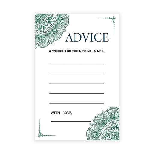 Wedding Advice & Well Wishes Guest Book Cards for Bride and Groom Design 2-Set of 56-Andaz Press-Dark Green Elegant Ornate-