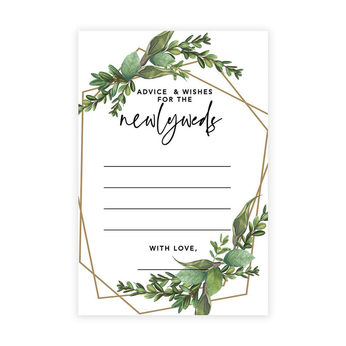 Wedding Advice & Well Wishes Guest Book Cards for Bride and Groom Design 2-Set of 56-Andaz Press-Geometric Copper and Greenery-