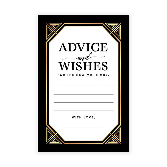 Wedding Advice & Well Wishes Guest Book Cards for Bride and Groom Design 2-Set of 56-Andaz Press-Gold Art Deco-