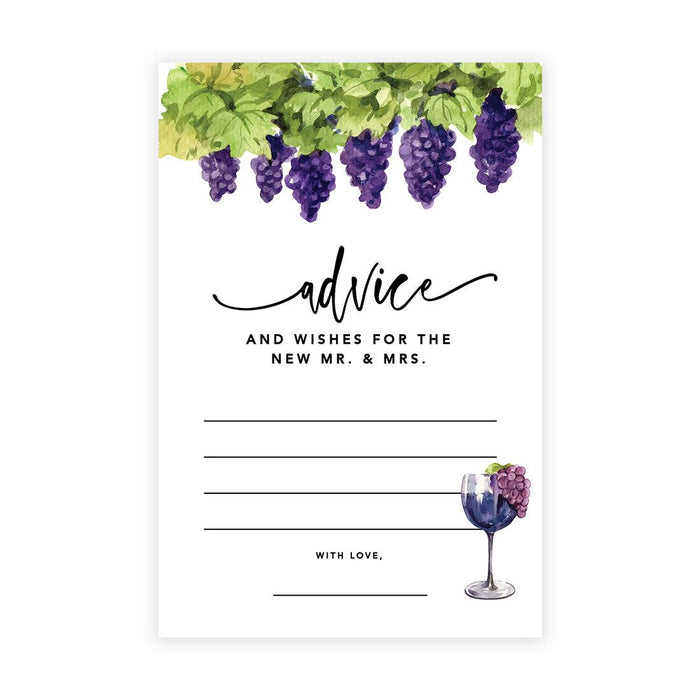 Wedding Advice & Well Wishes Guest Book Cards for Bride and Groom Design 2-Set of 56-Andaz Press-Grapes Vineyard Winery-