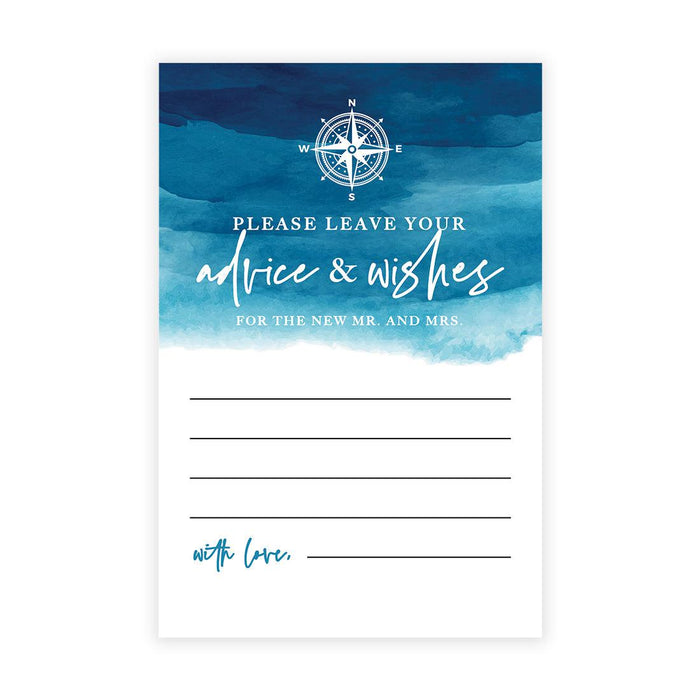 Wedding Advice & Well Wishes Guest Book Cards for Bride and Groom Design 2-Set of 56-Andaz Press-Navy Blue Watercolor-