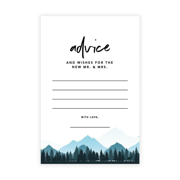 Wedding Advice & Well Wishes Guest Book Cards for Bride and Groom Design 2-Set of 56-Andaz Press-Navy Blue Winter Snow Forest-