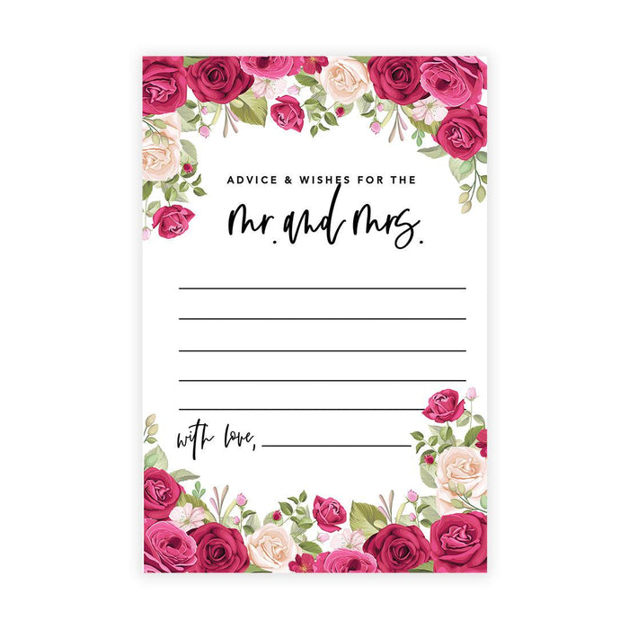 Wedding Advice & Well Wishes Guest Book Cards for Bride and Groom Design 2-Set of 56-Andaz Press-Nude and Deep Red Roses-