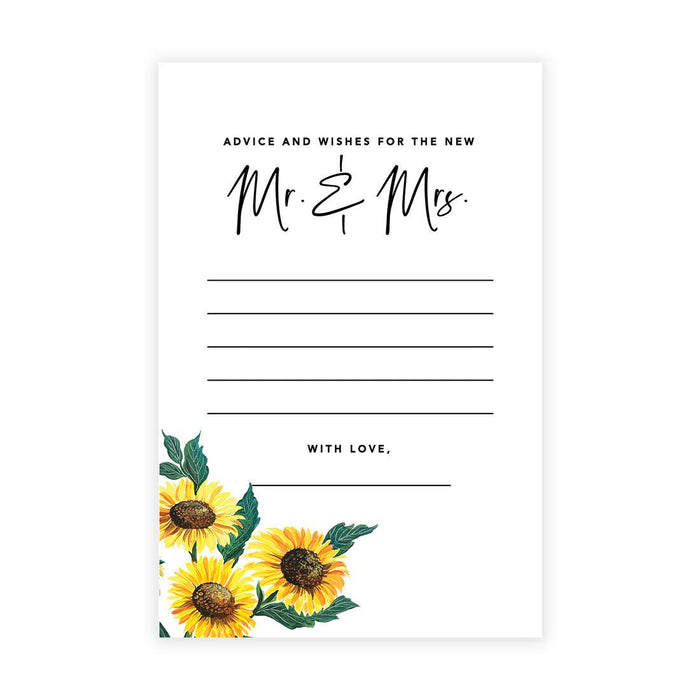 Wedding Advice & Well Wishes Guest Book Cards for Bride and Groom Design 2-Set of 56-Andaz Press-Rustic Sunflower-