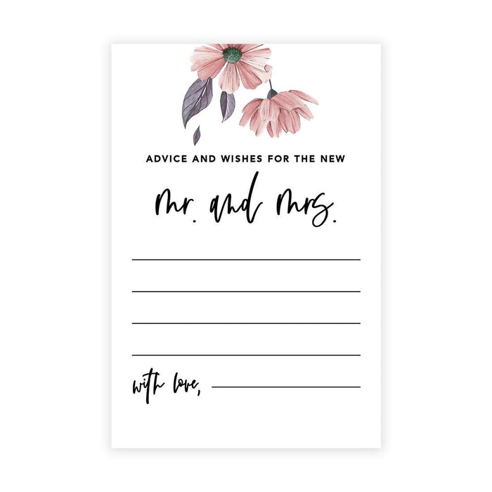 Wedding Advice & Well Wishes Guest Book Cards for Bride and Groom Design 2-Set of 56-Andaz Press-Spring Mauve Daisies-