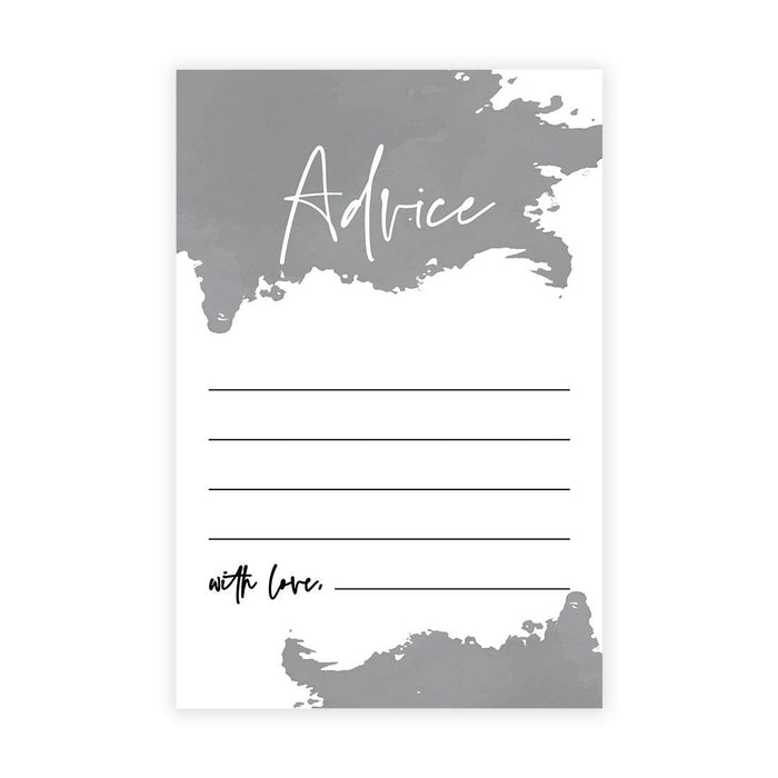 Wedding Advice & Well Wishes Guest Book Cards for Bride and Groom Design 2-Set of 56-Andaz Press-Ultimate Gray Watercolor-