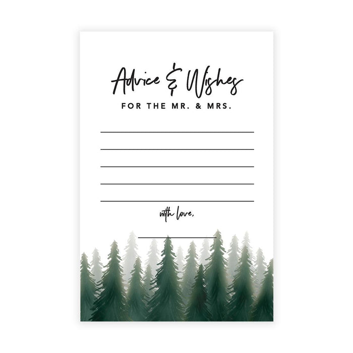 Wedding Advice & Well Wishes Guest Book Cards for Bride and Groom Design 2-Set of 56-Andaz Press-Watercolor Pine Trees Woodland Forest-
