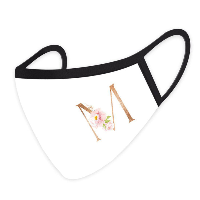 Wedding Collection Face Mask, Pink Floral Monogram, Reusable Cloth Face Masks with 1 Replaceable PM 2.5 Protection Filter-Set of 1-Andaz Press-A-