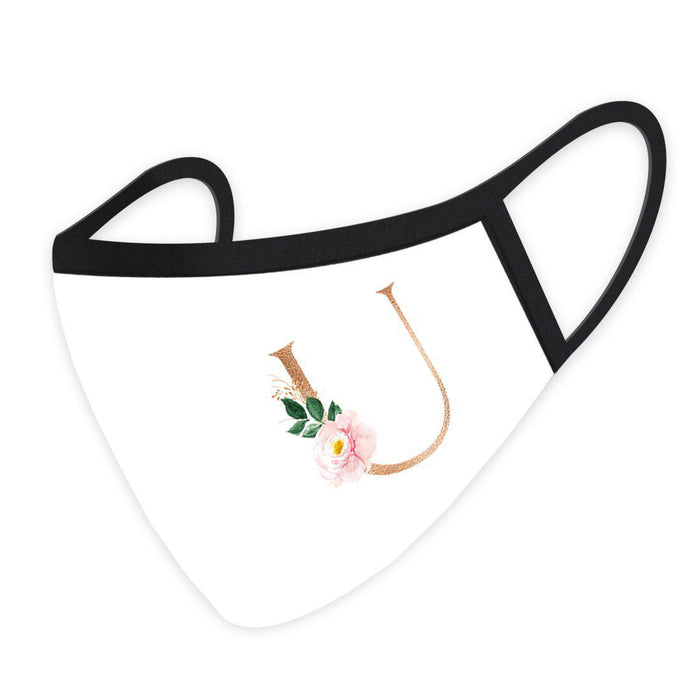 Wedding Collection Face Mask, Pink Floral Monogram, Reusable Cloth Face Masks with 1 Replaceable PM 2.5 Protection Filter-Set of 1-Andaz Press-A-