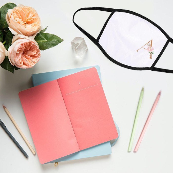 Wedding Collection Face Mask, Pink Floral Monogram, Reusable Cloth Face Masks with 1 Replaceable PM 2.5 Protection Filter-Set of 1-Andaz Press-A-