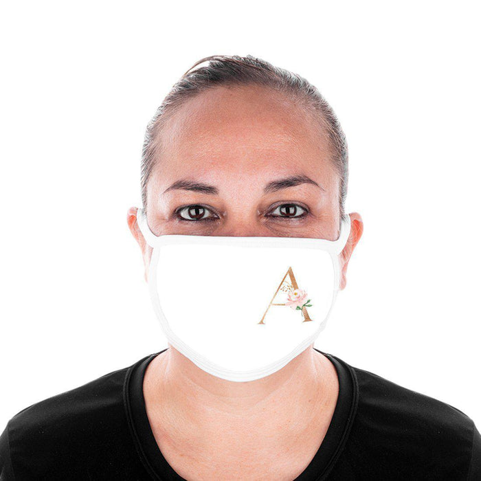 Wedding Collection Face Mask, Pink Floral Monogram, Reusable Cloth Face Masks with 1 Replaceable PM 2.5 Protection Filter-Set of 1-Andaz Press-A-