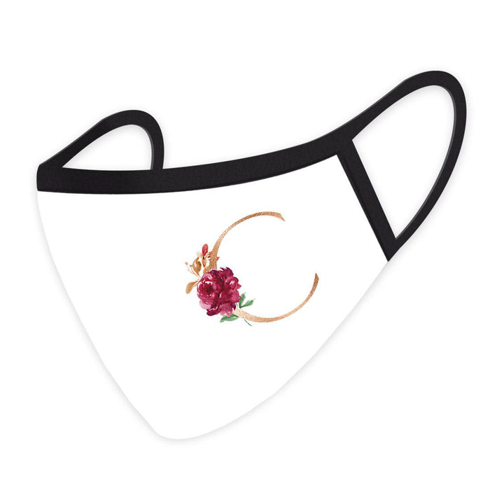 Wedding Collection Face Mask, Pink Floral Monogram, Reusable Cloth Face Masks with 1 Replaceable PM 2.5 Protection Filter-Set of 1-Andaz Press-A-