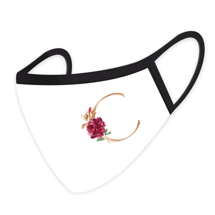 Wedding Collection Face Mask, Pink Floral Monogram, Reusable Cloth Face Masks with 1 Replaceable PM 2.5 Protection Filter-Set of 1-Andaz Press-C-