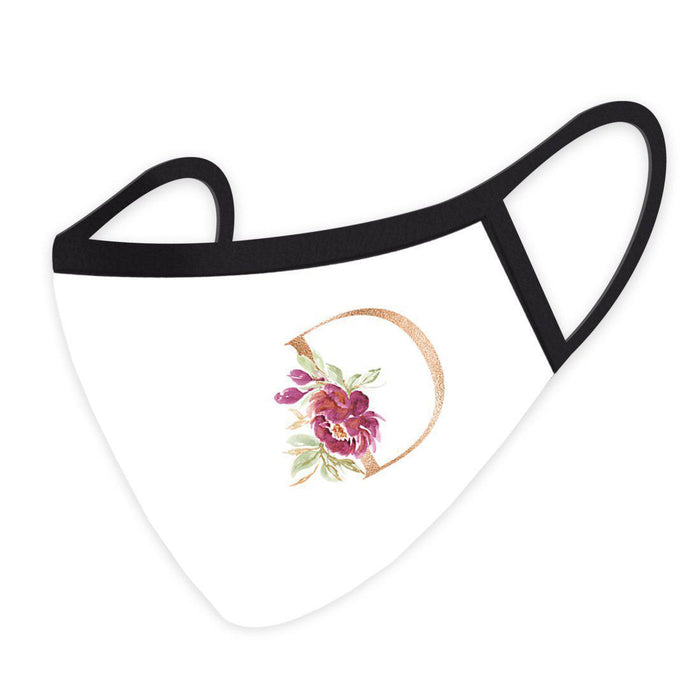 Wedding Collection Face Mask, Pink Floral Monogram, Reusable Cloth Face Masks with 1 Replaceable PM 2.5 Protection Filter-Set of 1-Andaz Press-D-