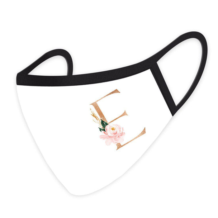 Wedding Collection Face Mask, Pink Floral Monogram, Reusable Cloth Face Masks with 1 Replaceable PM 2.5 Protection Filter-Set of 1-Andaz Press-E-