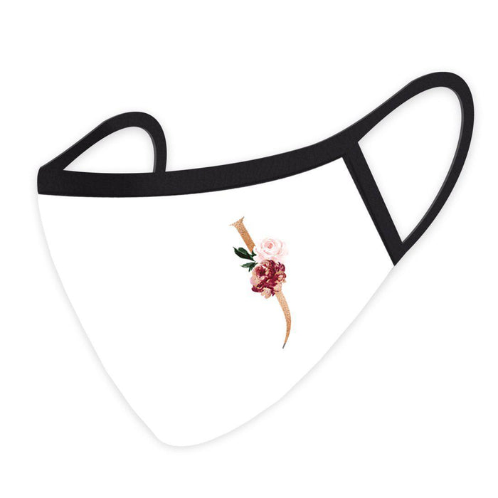 Wedding Collection Face Mask, Pink Floral Monogram, Reusable Cloth Face Masks with 1 Replaceable PM 2.5 Protection Filter-Set of 1-Andaz Press-J-