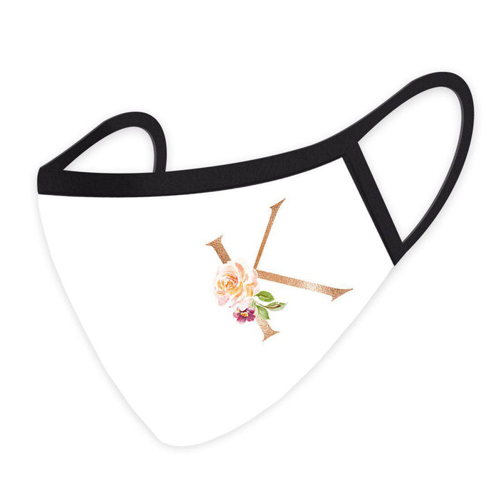 Wedding Collection Face Mask, Pink Floral Monogram, Reusable Cloth Face Masks with 1 Replaceable PM 2.5 Protection Filter-Set of 1-Andaz Press-K-