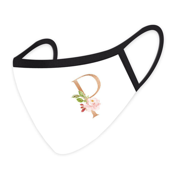 Wedding Collection Face Mask, Pink Floral Monogram, Reusable Cloth Face Masks with 1 Replaceable PM 2.5 Protection Filter-Set of 1-Andaz Press-P-