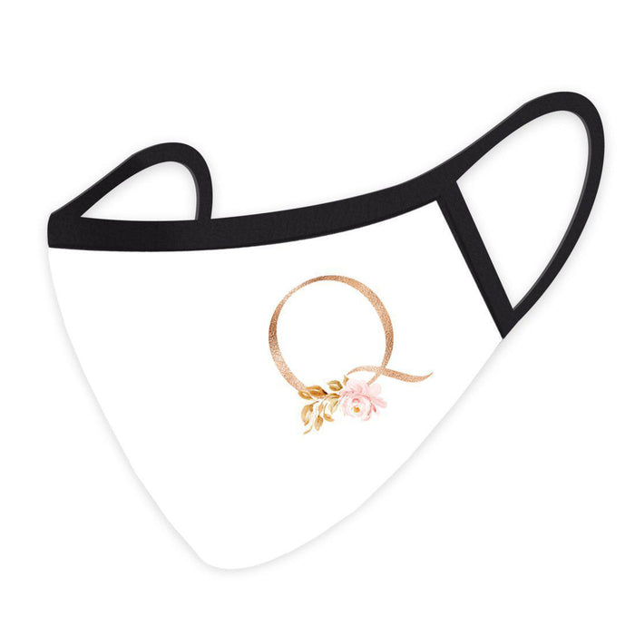 Wedding Collection Face Mask, Pink Floral Monogram, Reusable Cloth Face Masks with 1 Replaceable PM 2.5 Protection Filter-Set of 1-Andaz Press-Q-