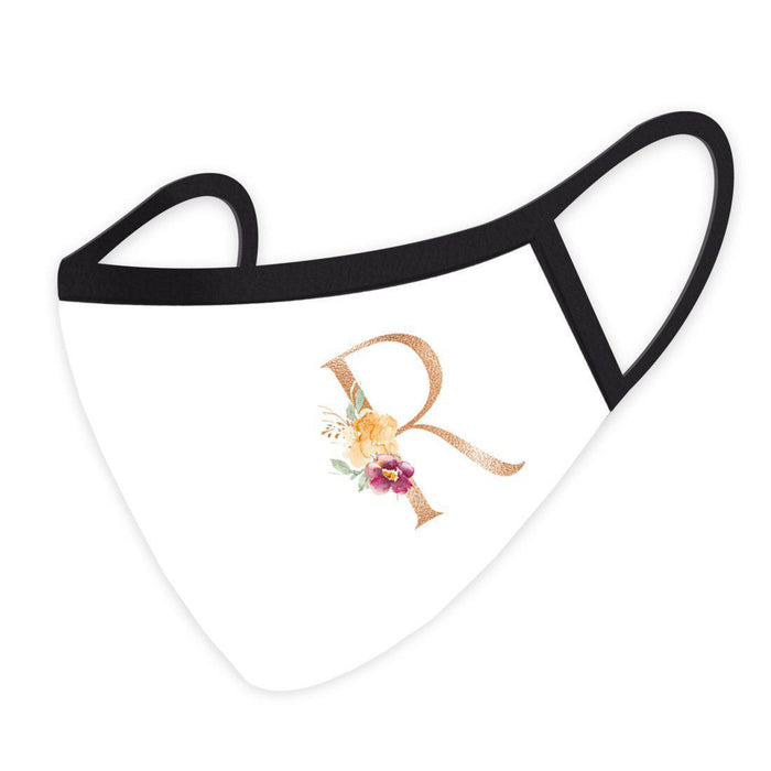 Wedding Collection Face Mask, Pink Floral Monogram, Reusable Cloth Face Masks with 1 Replaceable PM 2.5 Protection Filter-Set of 1-Andaz Press-R-