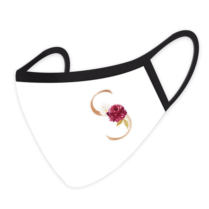 Wedding Collection Face Mask, Pink Floral Monogram, Reusable Cloth Face Masks with 1 Replaceable PM 2.5 Protection Filter-Set of 1-Andaz Press-S-