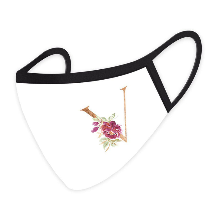 Wedding Collection Face Mask, Pink Floral Monogram, Reusable Cloth Face Masks with 1 Replaceable PM 2.5 Protection Filter-Set of 1-Andaz Press-V-