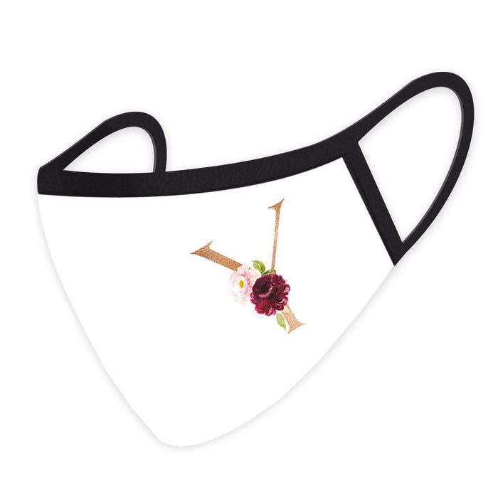 Wedding Collection Face Mask, Pink Floral Monogram, Reusable Cloth Face Masks with 1 Replaceable PM 2.5 Protection Filter-Set of 1-Andaz Press-Y-