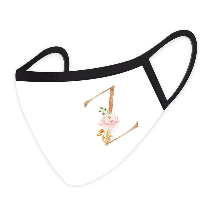 Wedding Collection Face Mask, Pink Floral Monogram, Reusable Cloth Face Masks with 1 Replaceable PM 2.5 Protection Filter-Set of 1-Andaz Press-Z-