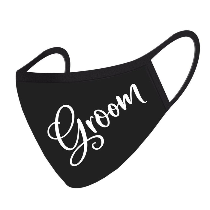 Wedding Collection Face Mask, Reusable Black Cloth Masks with 1 Replaceable PM 2.5 Protection Filter-Set of 1-Andaz Press-Bold Groom-