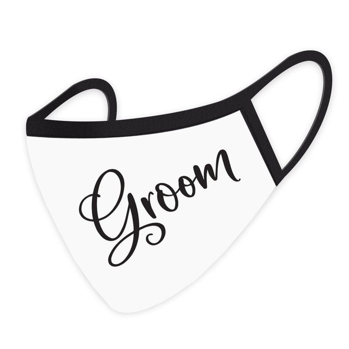 Wedding Collection Face Mask, Reusable White Cloth Face Masks with 1 Replaceable PM 2.5 Protection Filter-Set of 1-Andaz Press-Bold Groom-