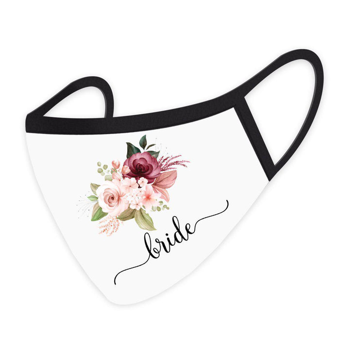 Wedding Collection Face Mask, Reusable White Cloth Face Masks with 1 Replaceable PM 2.5 Protection Filter-Set of 1-Andaz Press-Floral Bride-