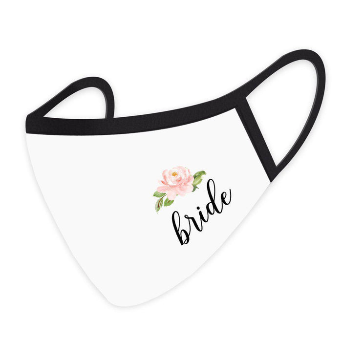 Wedding Collection Face Mask, Reusable White Cloth Face Masks with 1 Replaceable PM 2.5 Protection Filter-Set of 1-Andaz Press-Floral Bride Design-