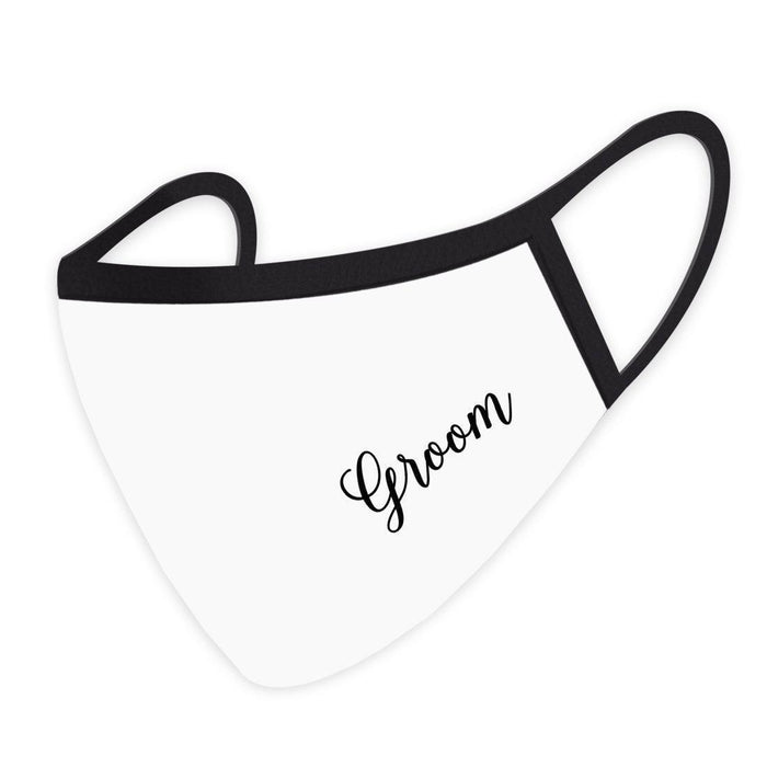 Wedding Collection Face Mask, Reusable White Cloth Face Masks with 1 Replaceable PM 2.5 Protection Filter-Set of 1-Andaz Press-Groom Design-