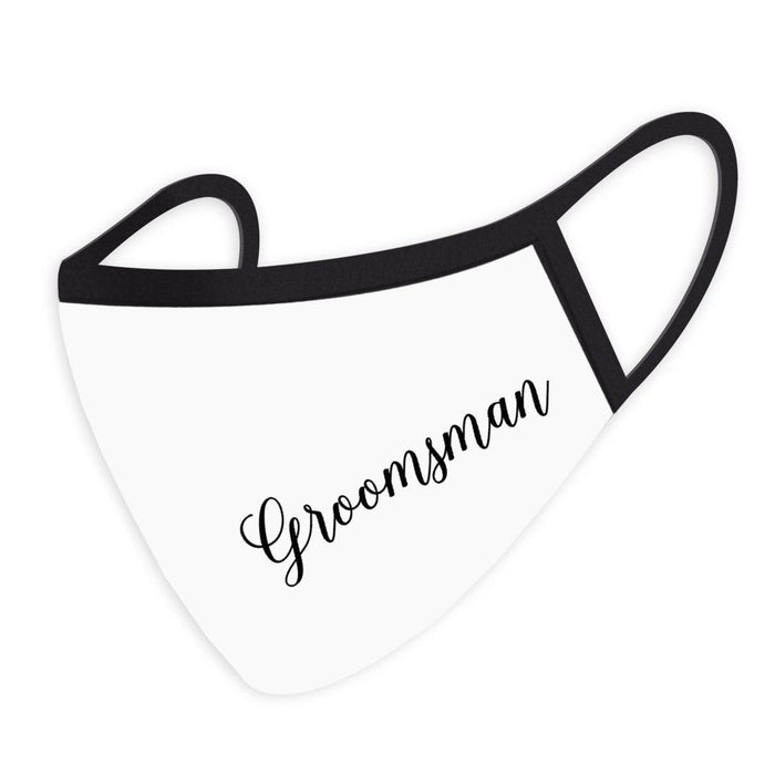 Wedding Collection Face Mask, Reusable White Cloth Face Masks with 1 Replaceable PM 2.5 Protection Filter-Set of 1-Andaz Press-Groomsman-