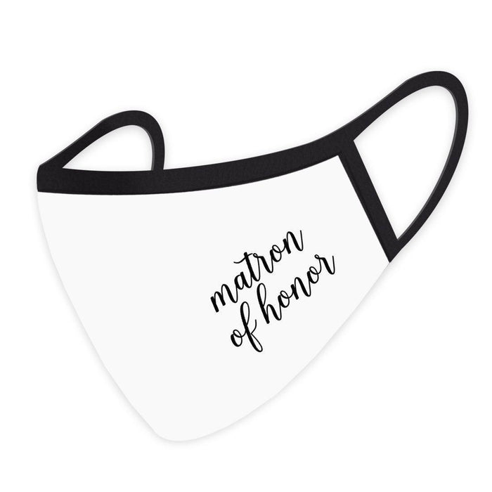 Wedding Collection Face Mask, Reusable White Cloth Face Masks with 1 Replaceable PM 2.5 Protection Filter-Set of 1-Andaz Press-Matron of Honor-