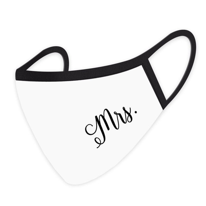 Wedding Collection Face Mask, Reusable White Cloth Face Masks with 1 Replaceable PM 2.5 Protection Filter-Set of 1-Andaz Press-Mrs-