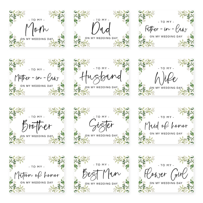 Wedding Day Gift Cards with Envelopes, To My Wife Husband Mom Dad Mother-In-Law Father-In-Law-Set of 12-Andaz Press-Blue Roses-