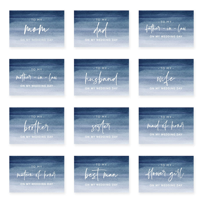 Wedding Day Gift Cards with Envelopes, To My Wife Husband Mom Dad Mother-In-Law Father-In-Law-Set of 12-Andaz Press-Blue Roses-