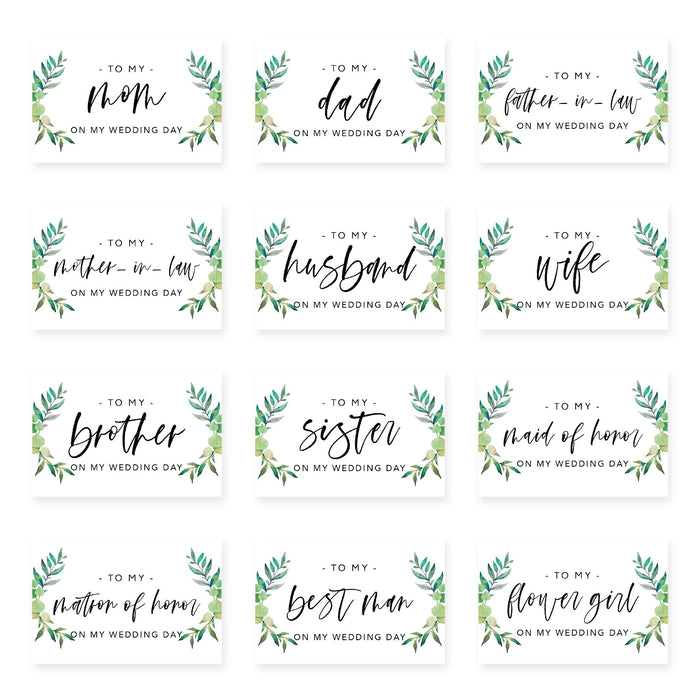 Wedding Day Gift Cards with Envelopes, To My Wife Husband Mom Dad Mother-In-Law Father-In-Law-Set of 12-Andaz Press-Blue Roses-