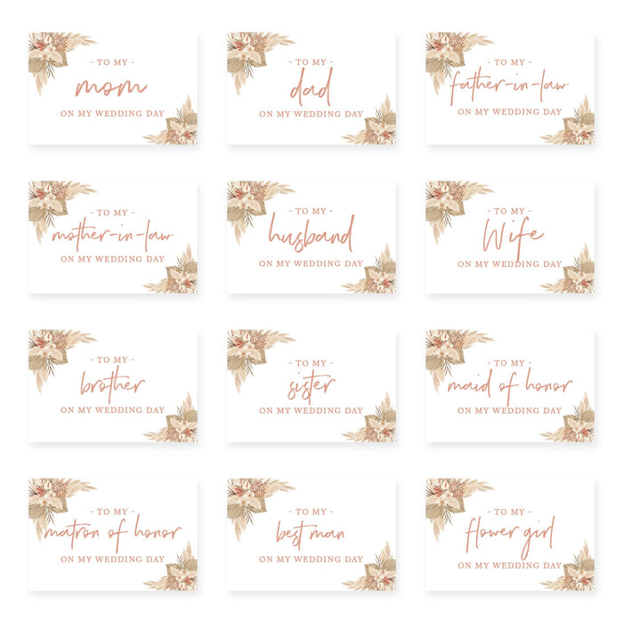 Wedding Day Gift Cards with Envelopes, To My Wife Husband Mom Dad Mother-In-Law Father-In-Law-Set of 12-Andaz Press-Blue Roses-
