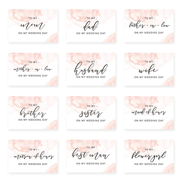 Wedding Day Gift Cards with Envelopes, To My Wife Husband Mom Dad Mother-In-Law Father-In-Law-Set of 12-Andaz Press-Blue Roses-