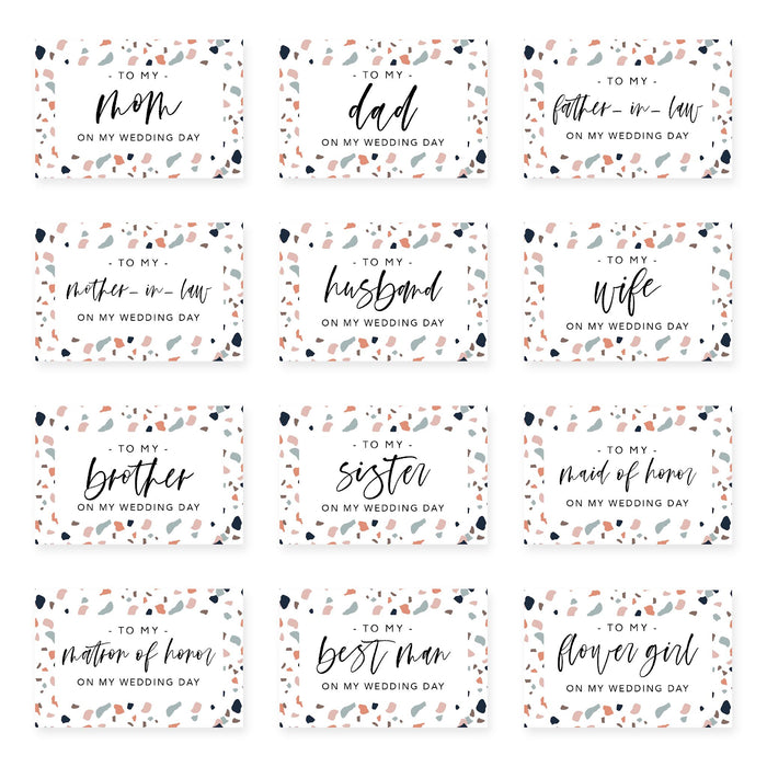 Wedding Day Gift Cards with Envelopes, To My Wife Husband Mom Dad Mother-In-Law Father-In-Law-Set of 12-Andaz Press-Blue Roses-