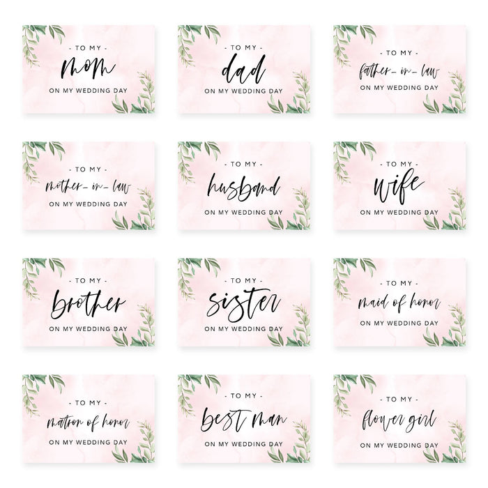 Wedding Day Gift Cards with Envelopes, To My Wife Husband Mom Dad Mother-In-Law Father-In-Law-Set of 12-Andaz Press-Blue Roses-