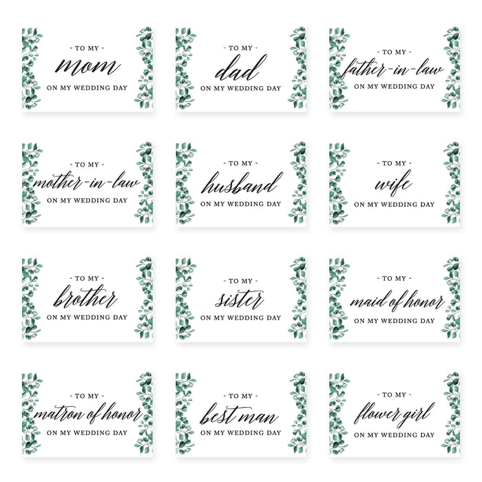 Wedding Day Gift Cards with Envelopes, To My Wife Husband Mom Dad Mother-In-Law Father-In-Law-Set of 12-Andaz Press-Blue Roses-