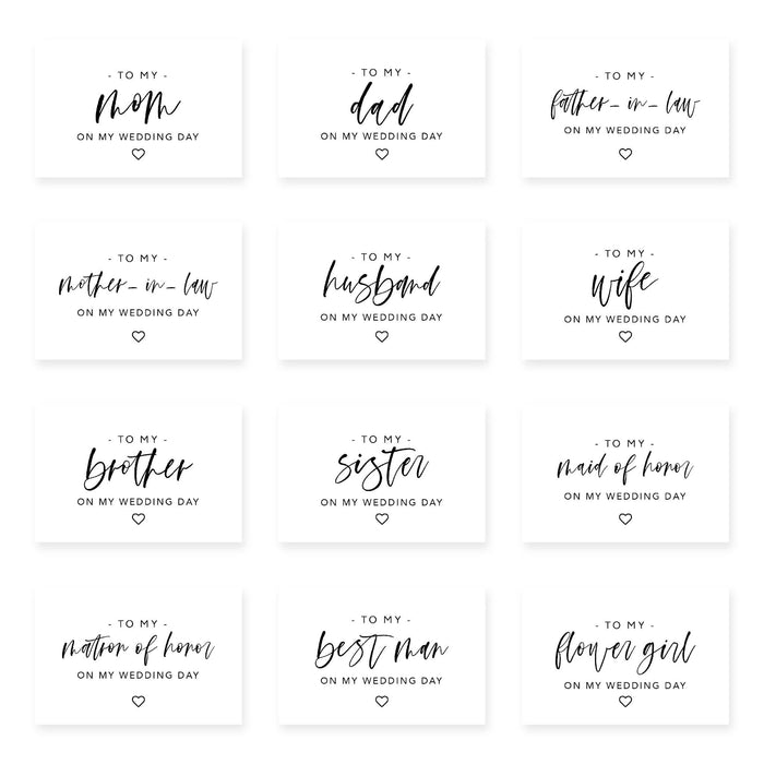 Wedding Day Gift Cards with Envelopes, To My Wife Husband Mom Dad Mother-In-Law Father-In-Law-Set of 12-Andaz Press-Blue Roses-